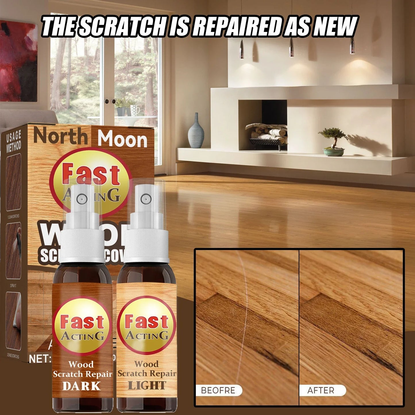 Fix It Wood Scratch Repair Spray - Instantly conceal scratches, nicks, and discoloration on wood furniture, floors, and more