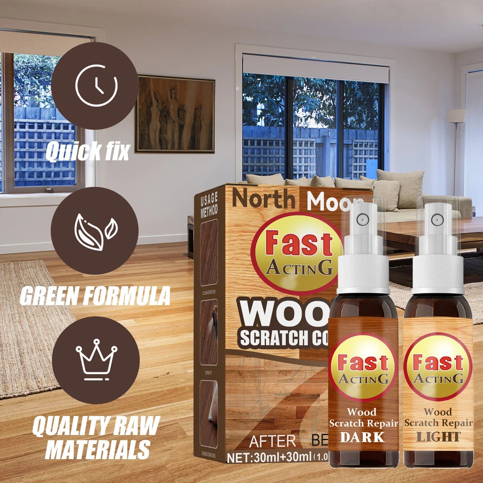 Fix It Wood Scratch Repair Spray - Instantly conceal scratches, nicks, and discoloration on wood furniture, floors, and more