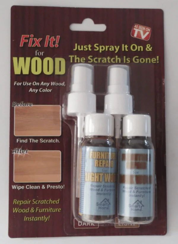 Fix It Wood Scratch Repair Spray - Instantly conceal scratches, nicks, and discoloration on wood furniture, floors, and more