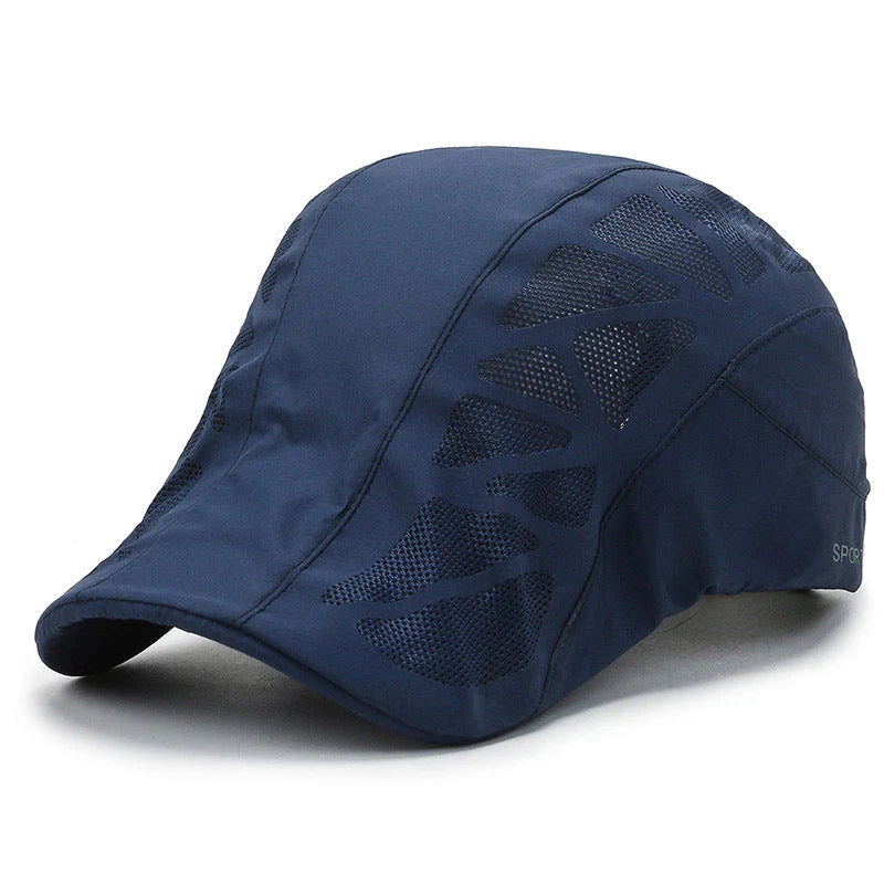 Breathable mesh summer beret cap in various colors, offering comfort and sun protection for outdoor activities