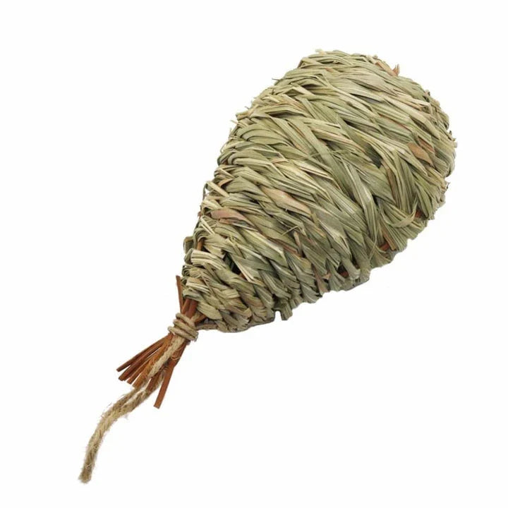 A natural straw bird nest designed to provide a cozy and secure environment for backyard birds to nest and thrive.