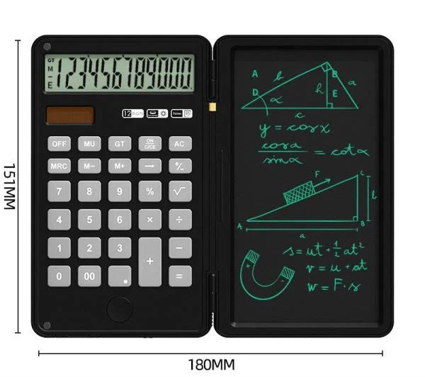 Sleek and portable calculator tablet with 12-bit display, versatile for office and travel use