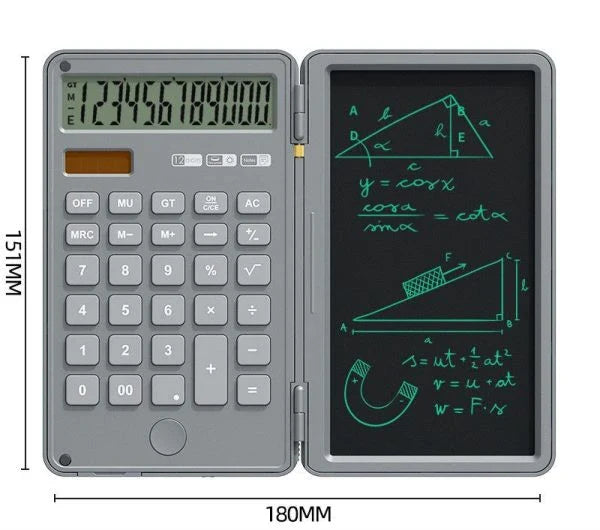 Sleek and portable calculator tablet with 12-bit display, versatile for office and travel use