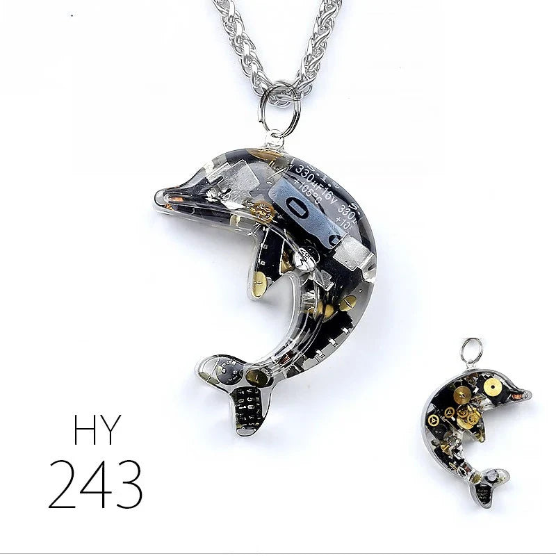 Hhomeenjoy Dolphin Steampunk Electronic Pendant Necklace
