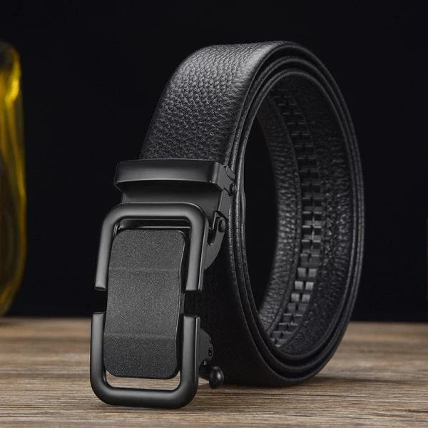 Business Automatic Buckle Belt with premium leather and metal buckle for easy one-handed fastening and elevated style