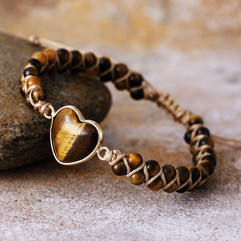 hhomeenjoy.com Adjustable Heart Charm Bracelet with Amazonite for Women and Teens