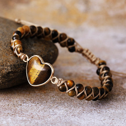 hhomeenjoy.com Adjustable Heart Charm Bracelet with Amazonite for Women and Teens