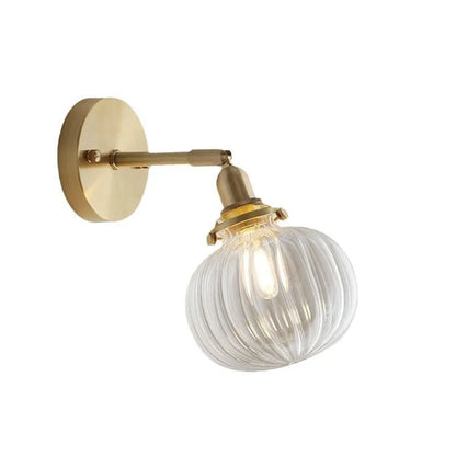 Pumpkin-shaped glass wall lamp in water ripple transparent or blue finish for ambient lighting