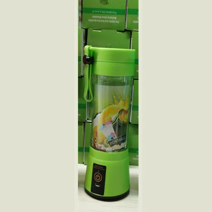 Portable USB rechargeable blender with pink colour option showing cup and six-blade design