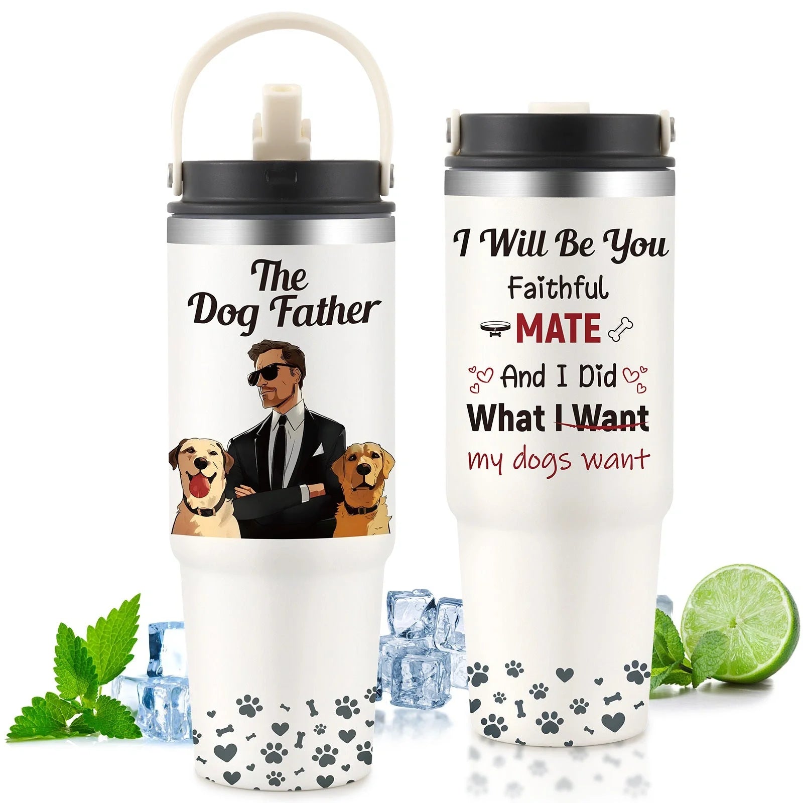 Premium 30oz stainless steel insulated cup in various colors, keeping drinks hot or cold for hours.