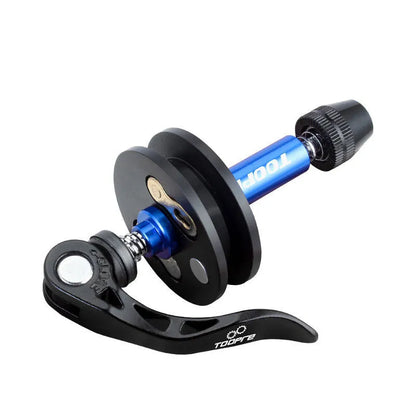 Aluminium alloy bicycle chain holder and tensiometer tool with three format options
