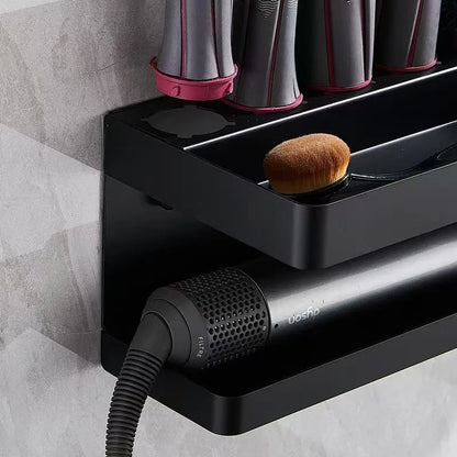 White dual-layer aluminium bathroom rack holding Marcel wavers with punch-free adhesive mounting