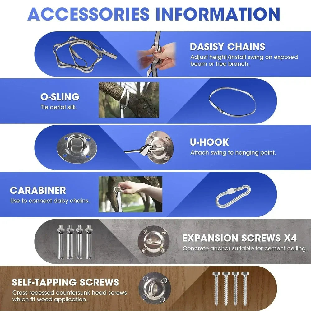 Child in black therapy swing cocoon with multi-loop daisy chain height adjustment system