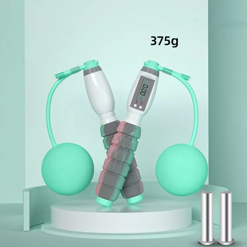 Intelligent counting jump rope with adjustable length and optional weight ball for fitness training