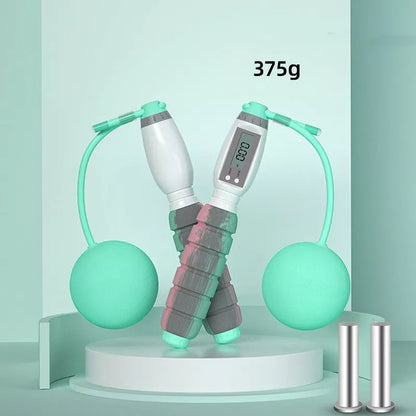 Intelligent counting jump rope with adjustable length and optional weight ball for fitness training