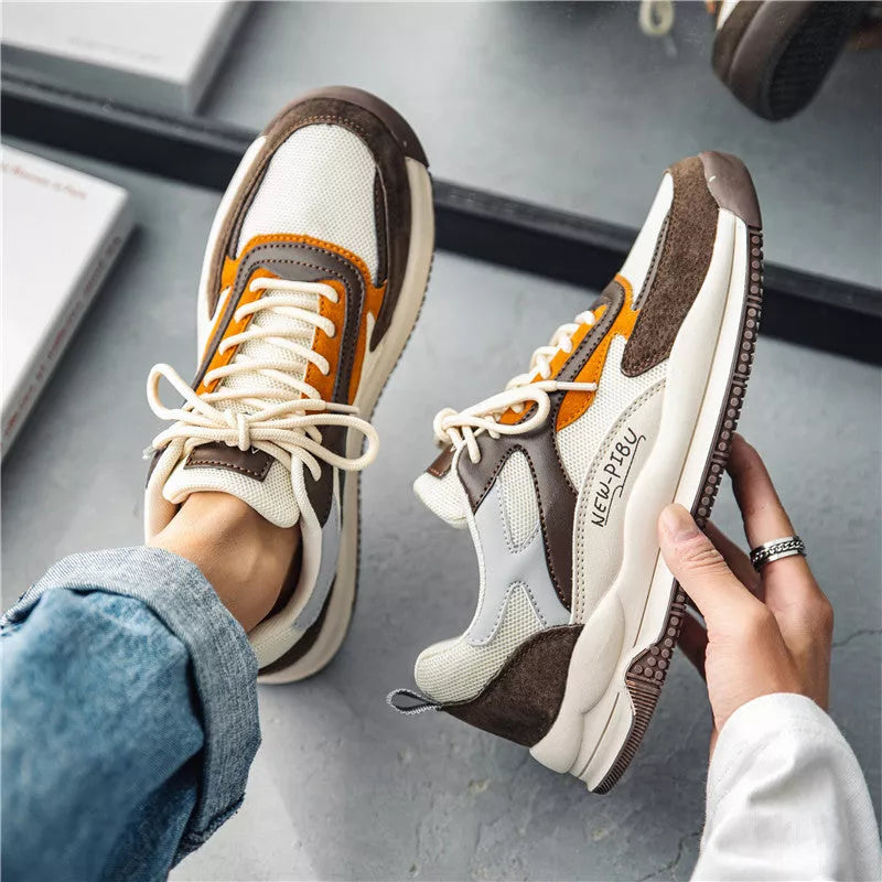 Men's Fleece Sports Casual Cotton Shoes in apricot, green, and beige