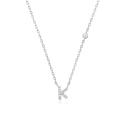 Custom Initial Necklace with sparkling CZ pendant, available in gold or silver finish
