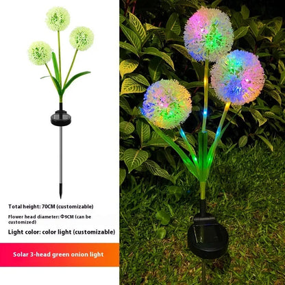 Colour-changing solar-powered flower-shaped lawn lamp for outdoor garden lighting