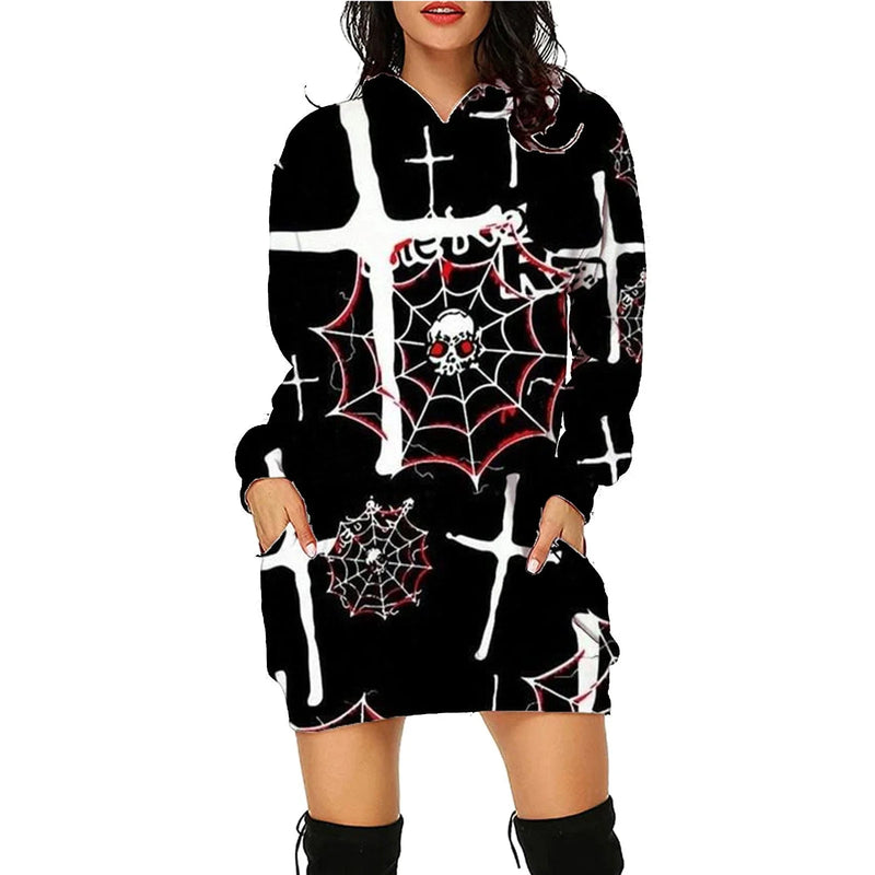 Comfy Halloween Themed Hooded Sweatshirt with Pockets