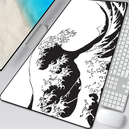 Natural rubber computer mouse pad with cloth surface and overlock edges in multiple size options