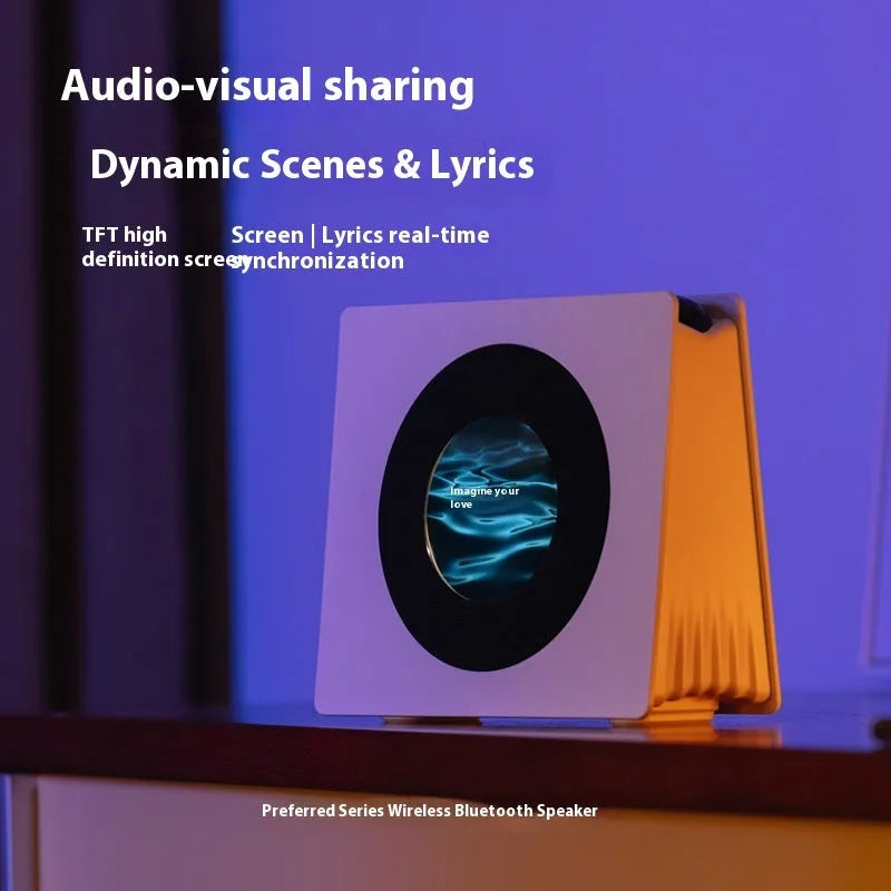 Floating lyrics Bluetooth speaker in white with lighting, 5W output, for desktop and home use