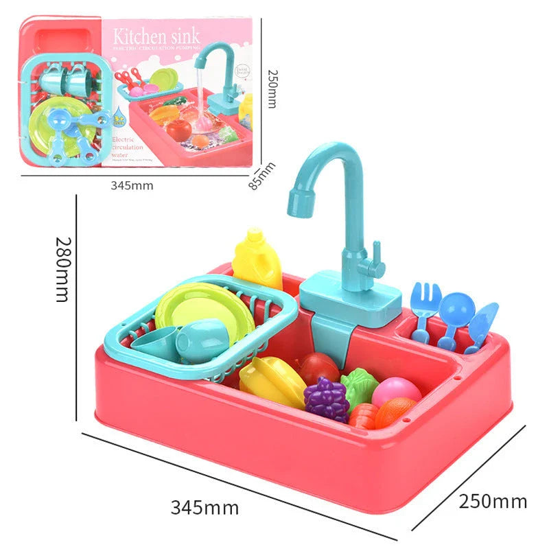 Delightful children's kitchen playset with realistic dishwashing features, including a sink, water pump, and various play accessories.