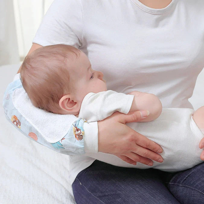 Ergonomic baby nursing arm pillow with breathable ice silk fabric