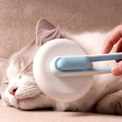 Automatic pet grooming comb with stainless steel pins and hair release button in candy colours