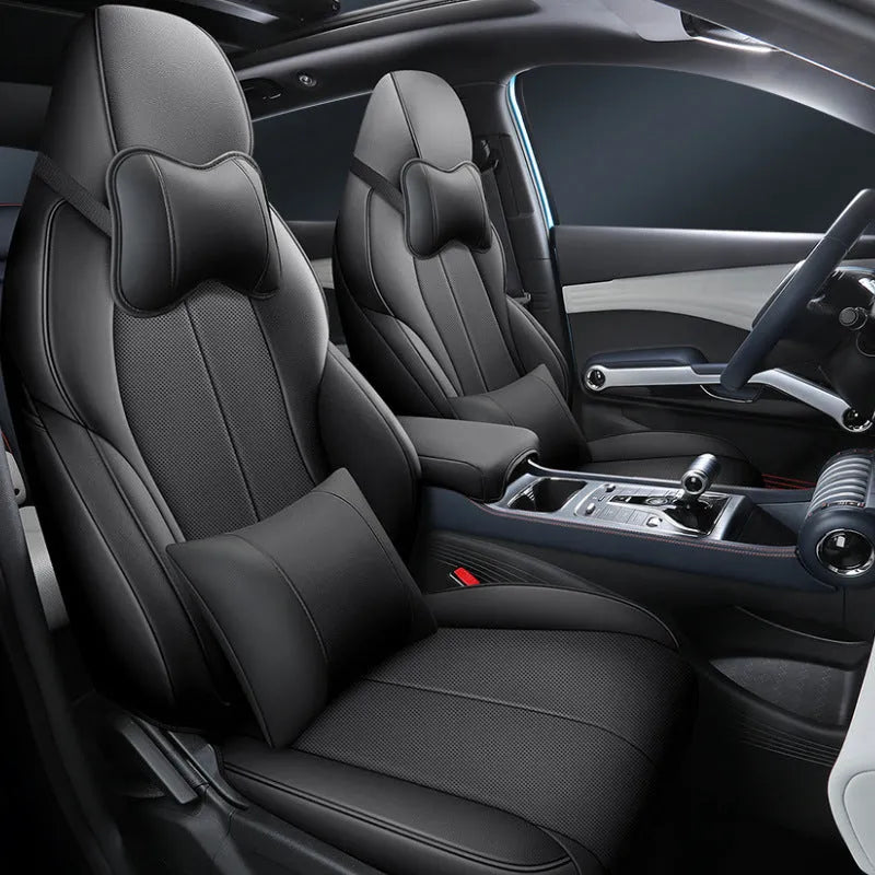 Yuan PLUS car seat cushion cover in grey, showing tailored fit on vehicle seat.