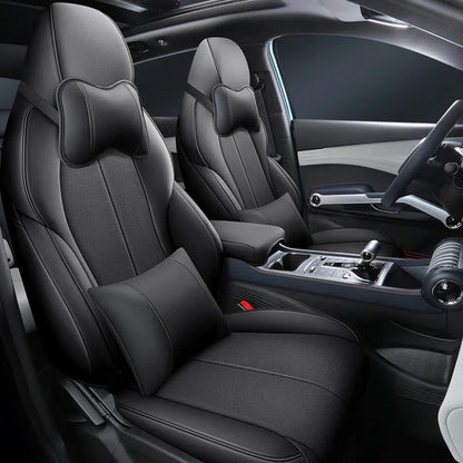 Yuan PLUS car seat cushion cover in grey, showing tailored fit on vehicle seat.