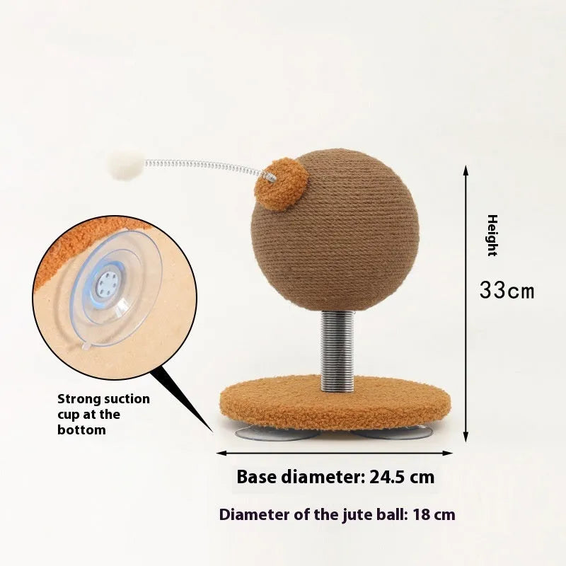 Large 40cm cat scratch board with hemp rope surface, cat grasping ball and tumbler toy attachments