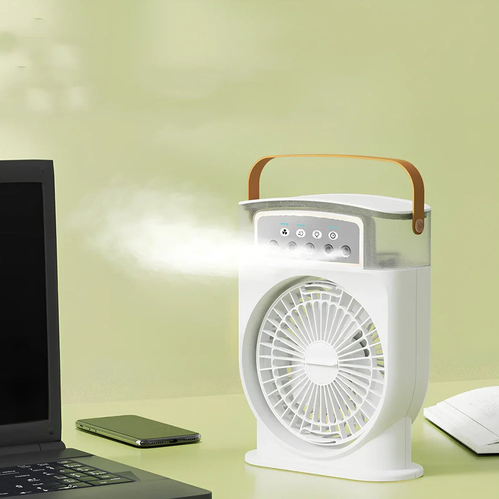 White 5-hole USB humidifier with compact design and adjustable speed controls for room moisture