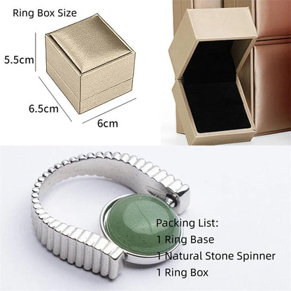 Natural Stone Fidget Spinner Ring in gold and silver finishes for stress relief