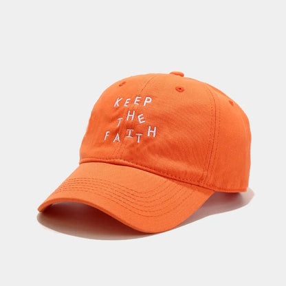 Men's cotton baseball cap with small letter embroidery in adjustable dome design