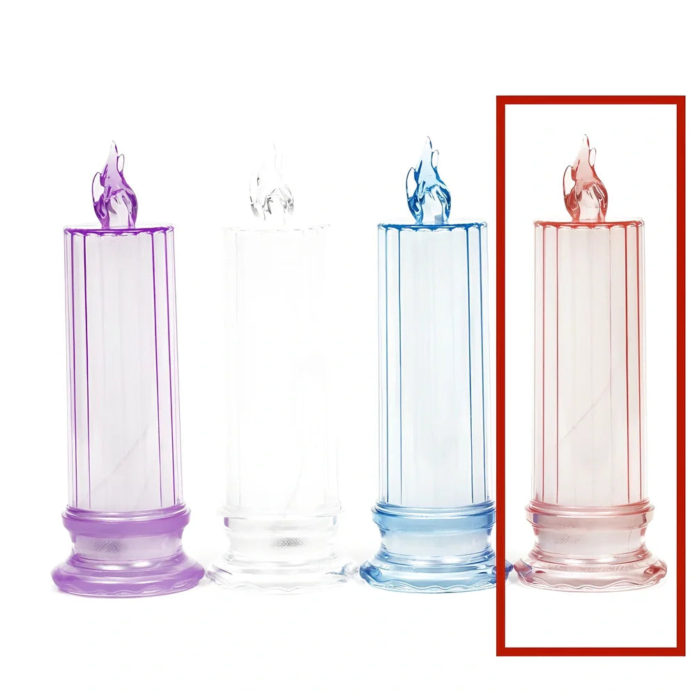 LED electronic candle light in transparent colour with diamond pattern, 15cm height