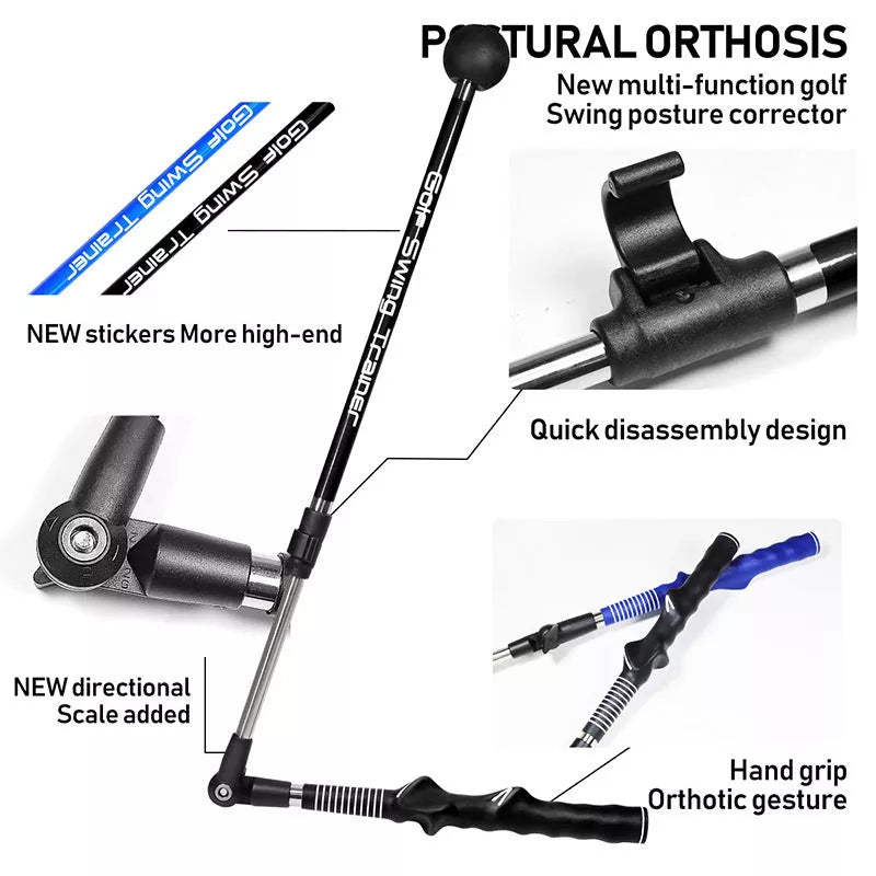 Action Corrector Golf Swing Auxiliary Practice Appliance in black and blue