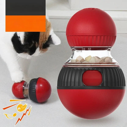 Rotating plastic cat toy with 155mm diameter and food dispensing mechanism for treat rewards during play