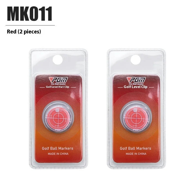 Golf hat clip ball marker, 25mm plastic balance tool in red and blue, clip-on hat accessory