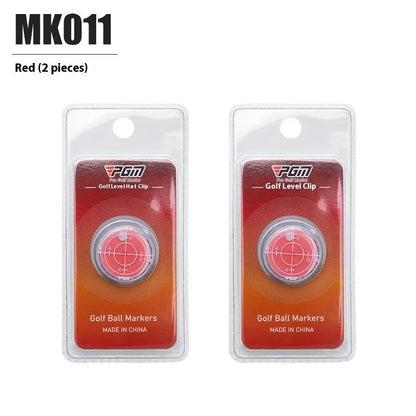 Golf hat clip ball marker, 25mm plastic balance tool in red and blue, clip-on hat accessory