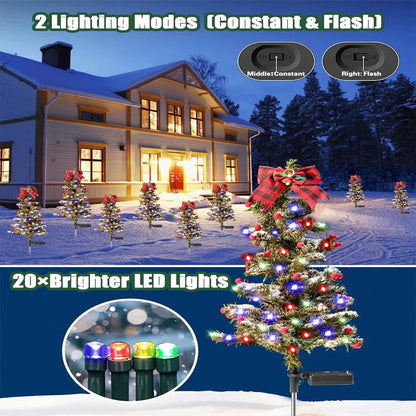 Waterproof solar-powered outdoor Christmas tree light with flower shape design