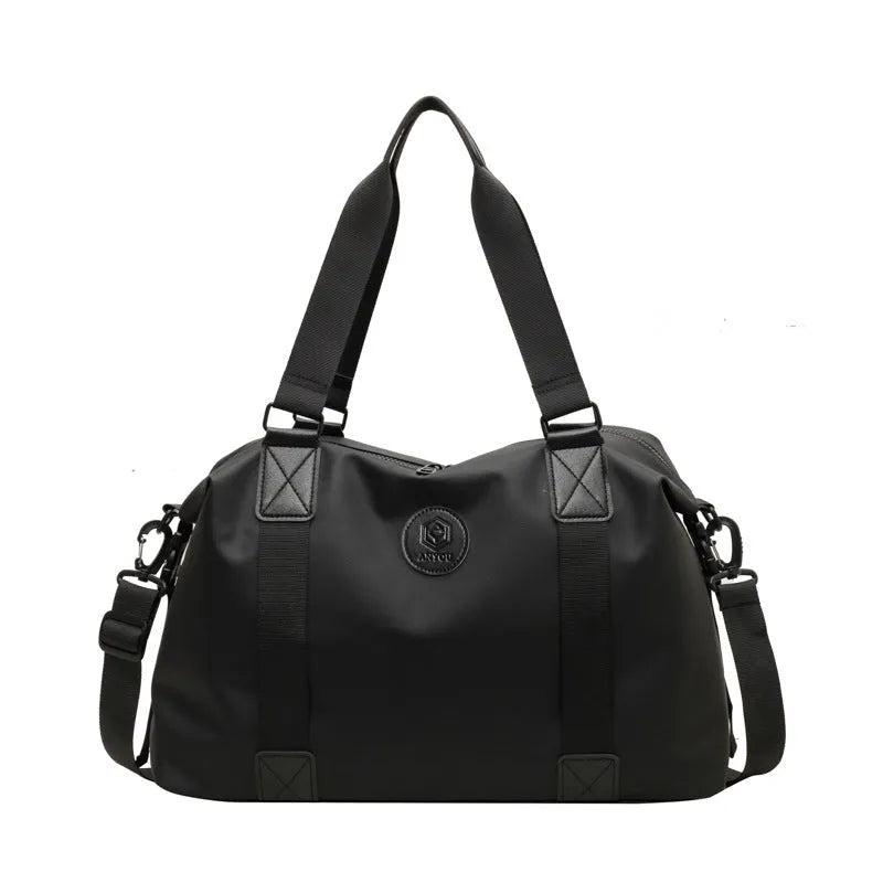 Waterproof Oxford cloth travel bag with dry wet separation compartments in black colour option