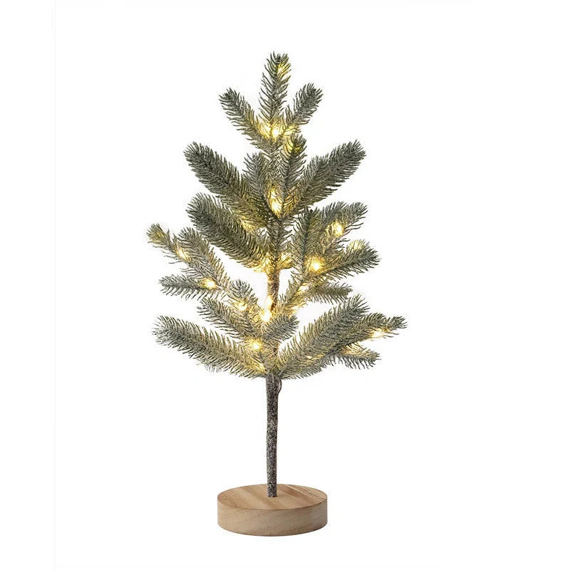 LED PineTree Lamp with warm white lights and snow-covered branches for Christmas decor