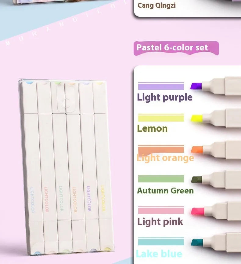 Double-headed fluorescent marking pens showing 2.5mm and 5mm tips with Sweet and Salt colour series options