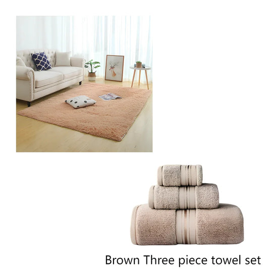 Machine-woven rectangular fluffy rug with 3-5cm deep pile in silver grey colour on wooden floor