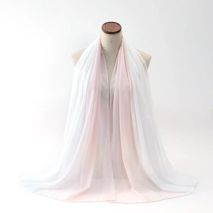 Women's chiffon bubble towel scarf in ethnic pattern showing draped length of 175 cm
