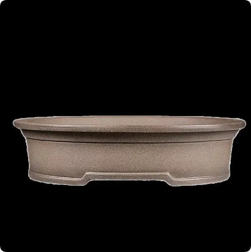 Handmade antique oval succulent bonsai pot in purple sand clay, 25cm long by 21cm wide by 6.3cm high