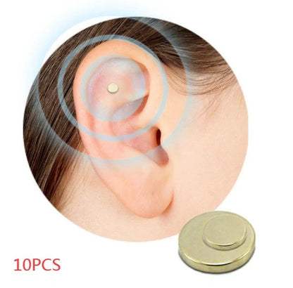 Discreet gold-toned anti-smoking auricular therapy magnet for quitting smoking through acupressure