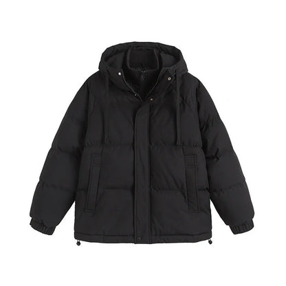 Winter cotton-padded coat in loose fit with side pockets, available in six colours including mustard yellow and light blue