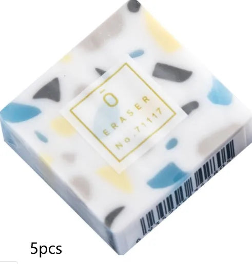 Square PVC eraser with Yuhua stone formulation measuring 36mm