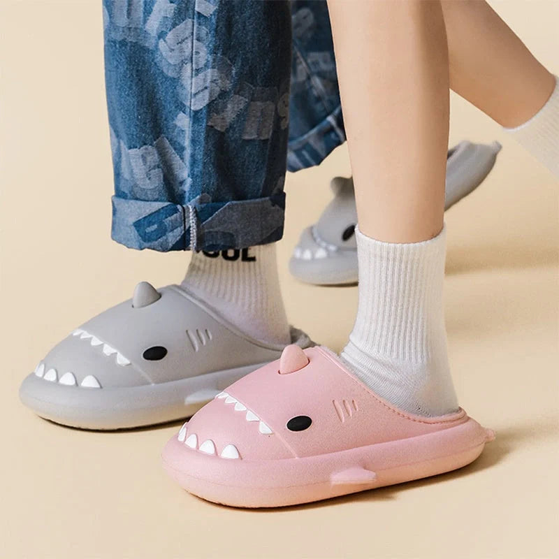 Cartoon Shark EVA Home Slippers in various colors with waterproof soft bottom
